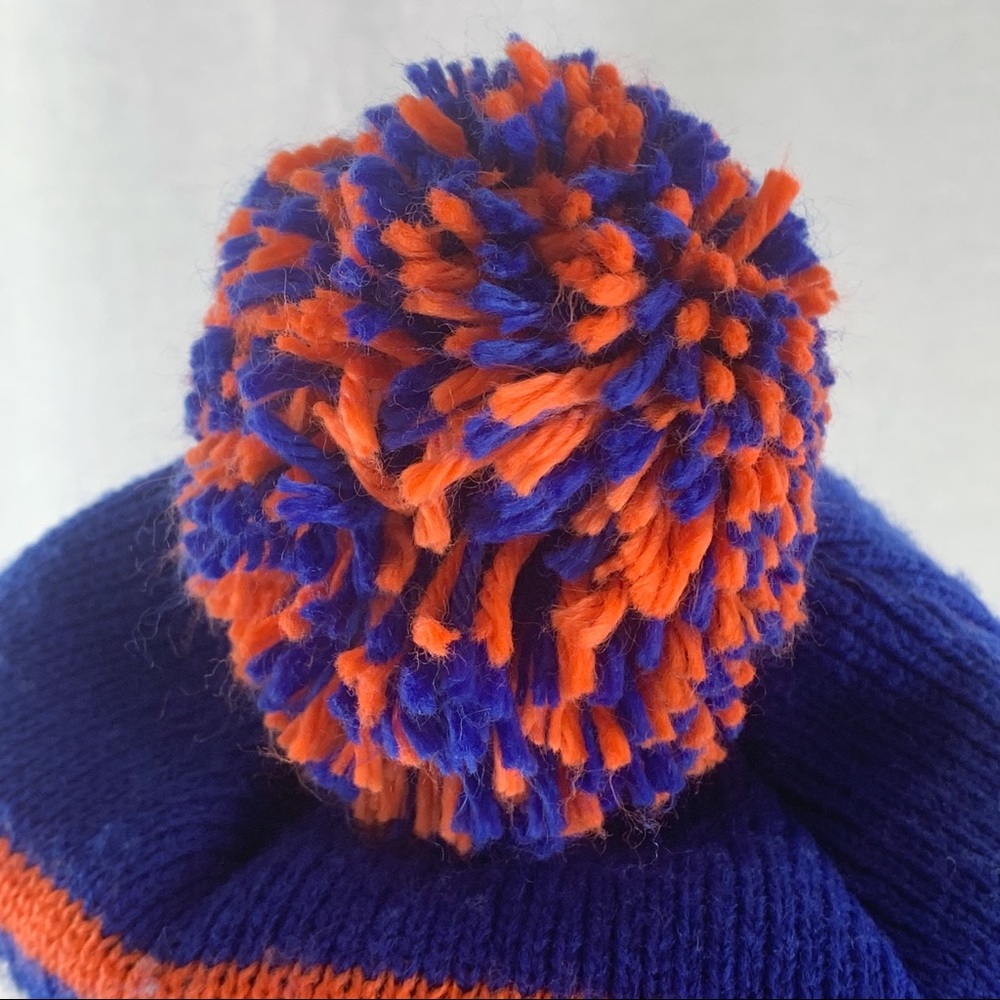 Mitchell & Ness Knicks NBA basketball team blue & orange winter hat pom pom - Picture 5 of 6